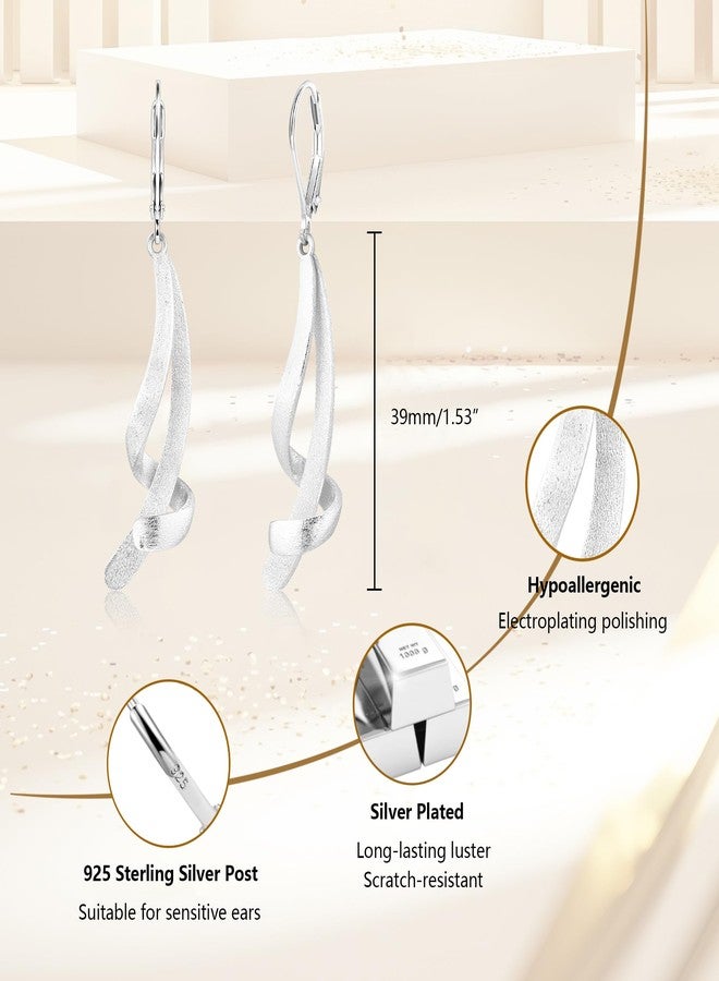 أليكس كرافت أقراط متدلية فضية طويلة، من ALEXCRAFT، مضادة للحساسية، مصنوعة من الفضة الإسترليني عيار 925 المصقولة، بتصميم شرابة ملتوية متدلية، مناسبة للنساء، عصرية وأنيقة وخفيفة الوزن. - Image 3