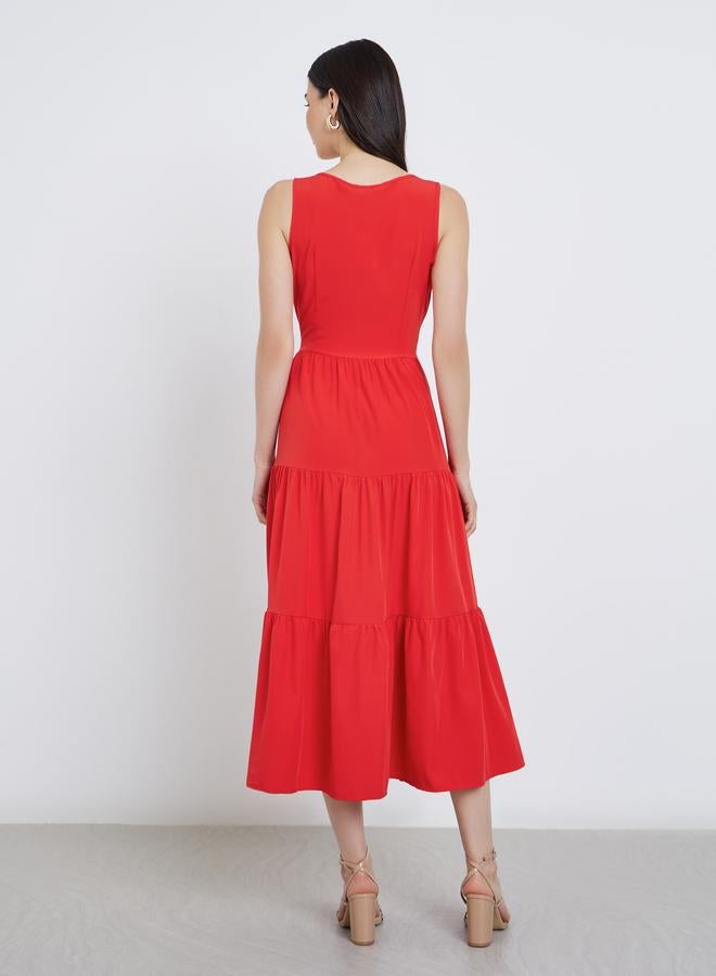 تايك تو فستان ميدي سادة بدون أكمام - Image 5