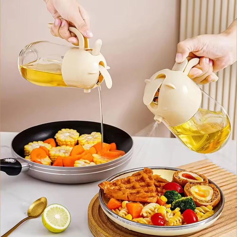 Heiter Shivay Oil Spray Bottle and Dispenser for Cooking 500ML 2 in 1 Glass Olive Oil Sprayer for Air Fryer Salad Baking Grilling Frying BBQ - Image 1