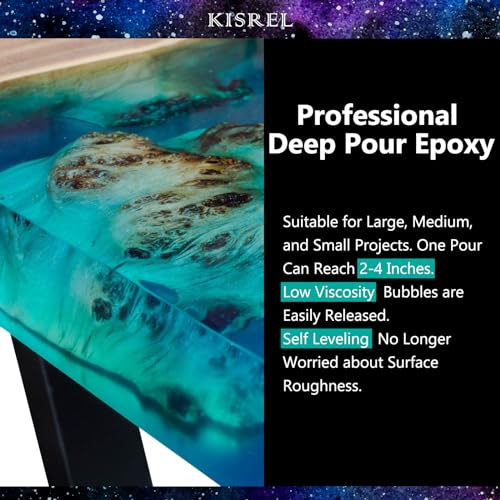 KISREL Deep Pour Epoxy Resin, 1.5 Gallon Resin Epoxy Kit (2:1) for 2-4 Inch Pour Depths，Bubble Free, Low Odour, Crystal Clear Casting Resin for Table Tops, River Tables, Wood Fillers, Crafts - Image 3