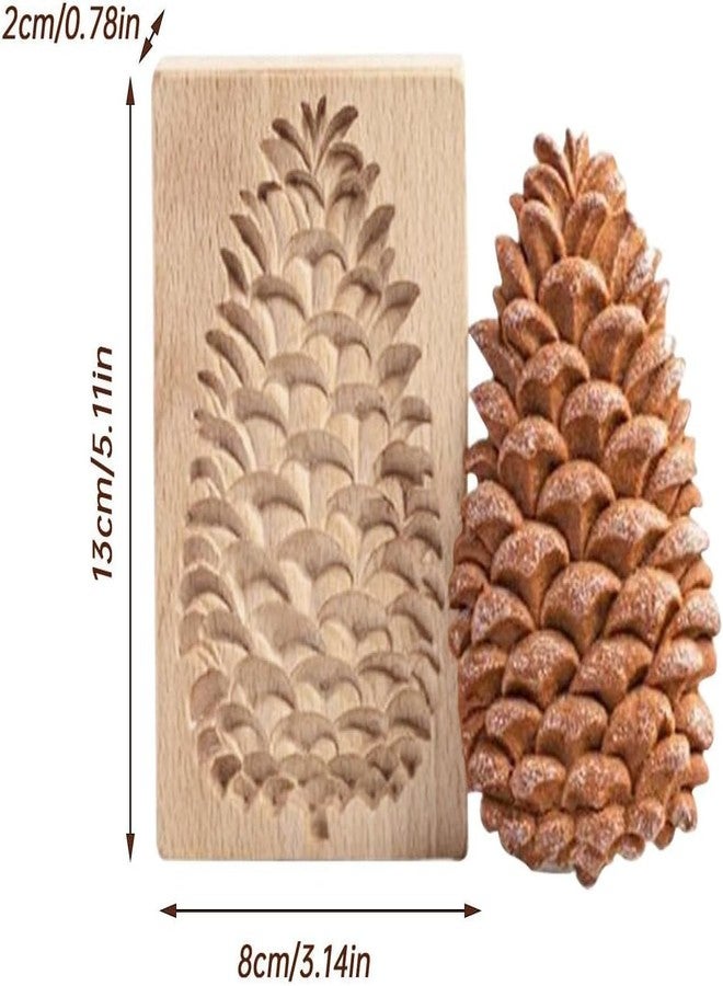 RASTVI Wooden Cookie Molds for Baking Kitchen DIY Shapes Biscuit Cutter Set 3D Carved Gingerbread Cookie Stamps Biscuit Press Stamp Molds for Party Baking Tool (Pine Cone) - Image 2