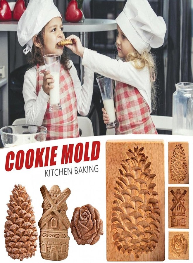 RASTVI Wooden Cookie Molds for Baking Kitchen DIY Shapes Biscuit Cutter Set 3D Carved Gingerbread Cookie Stamps Biscuit Press Stamp Molds for Party Baking Tool (Pine Cone) - Image 5