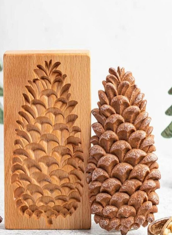 RASTVI Wooden Cookie Molds for Baking Kitchen DIY Shapes Biscuit Cutter Set 3D Carved Gingerbread Cookie Stamps Biscuit Press Stamp Molds for Party Baking Tool (Pine Cone) - Image 1