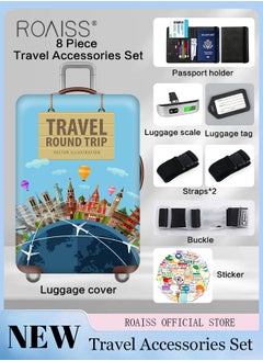 roaiss 8 Piece Travel Accessories Set Includes Luggage Cover, Luggage Tag, 2 Straps, 1 Buckle, 1 Card Holder, Stickers, and 1 Scale, Perfect for Travel and Going out Unisex  - Image 1