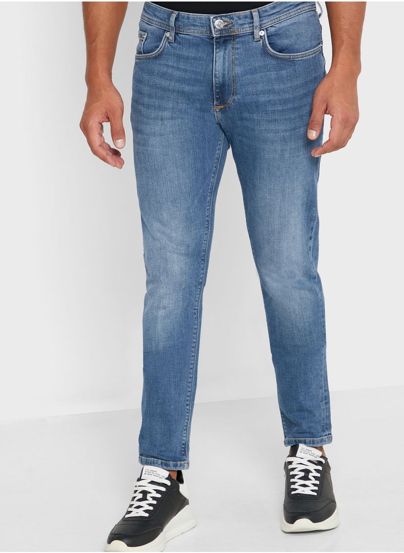RIVER ISLAND - Mid Wash Skinny Fit Jeans - Image 1