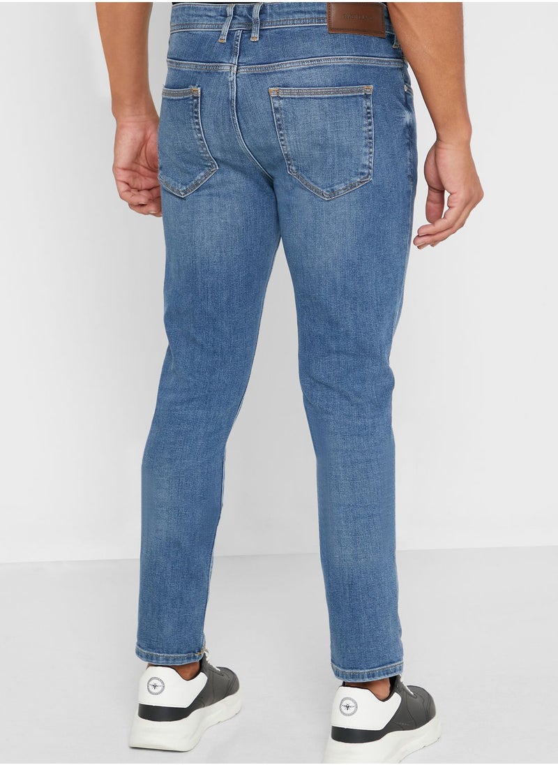 RIVER ISLAND - Mid Wash Skinny Fit Jeans - Image 1