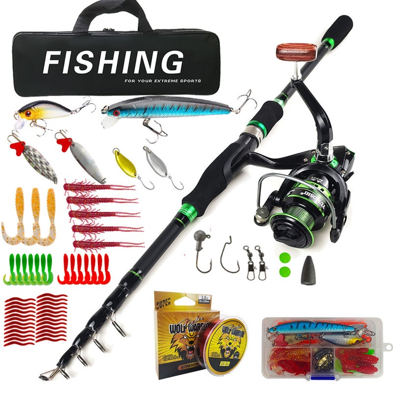 Generic Cross-border explosions telescopic road Asian rod suit fishing rod set rod wheel suit with bag Amazon eaby AliExpress LS-E (with full package) 
