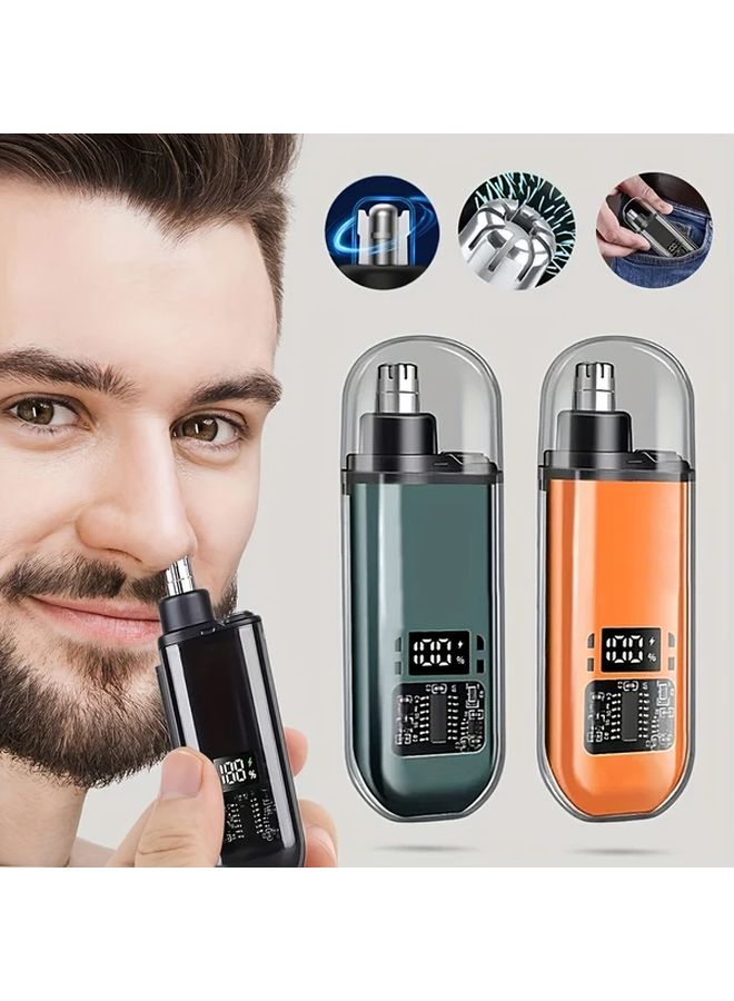 Orange USB Rechargeable Nose And Ear Hair Trimmer Fast Charging Compact Portable Travel Grooming - Image 1