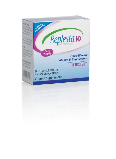 Replesta NX 14,000 IU Vitamin D3 Cholecalciferol, for Vitamin D Deficiency, Once-Weekly Chewable Wafer, Non-GMO, Natural Orange Flavor, 8 Tablets