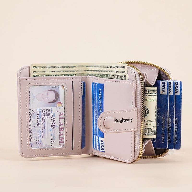 Multifunctional Solid Color PU Leather Wallet, RFID Blocking Design Portable Daily Storage Purse for Cards Cash Coin Business Use - Image 3