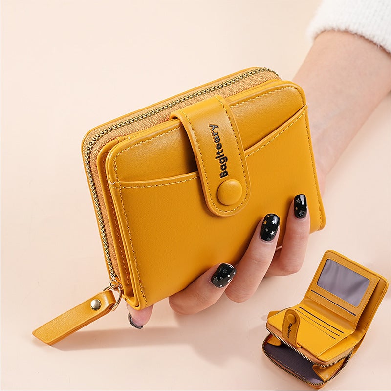 Multifunctional Solid Color PU Leather Wallet, RFID Blocking Design Portable Daily Storage Purse for Cards Cash Coin Business Use - Image 2