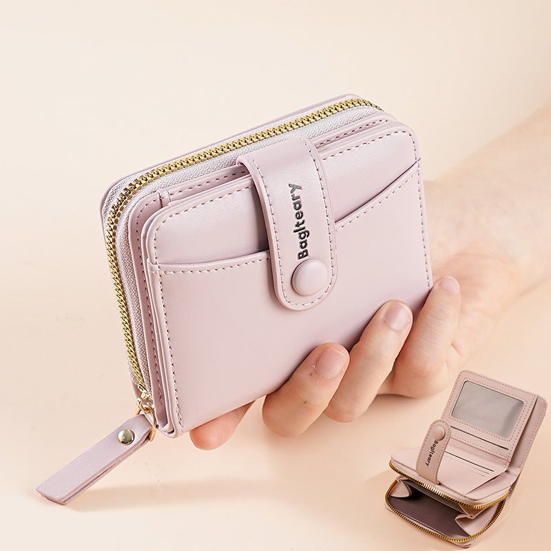 Multifunctional Solid Color PU Leather Wallet, RFID Blocking Design Portable Daily Storage Purse for Cards Cash Coin Business Use - Image 1