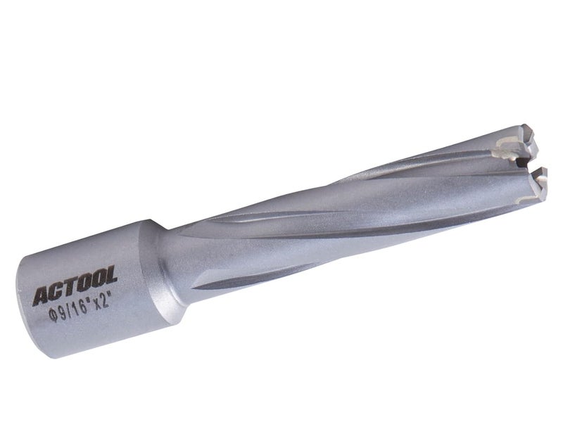 ACTOOL 9/16'' Diameter x 2'' Depth of Cut Carbide Tipped TCT ANNULAR Cutter with 3/4'' Weldon Shank - Image 1