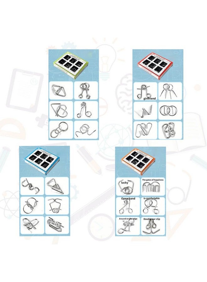 Parteet PARTEET Brain Teasers Metal Wire Puzzle Toys Metal Puzzle Toys for Gifts, Party Favors, Prizes, Disentanglement Puzzle Unlock Interlock Toys - Iq Puzzle Brain Teaser (12PC)(Random Puzzle) - Image 5