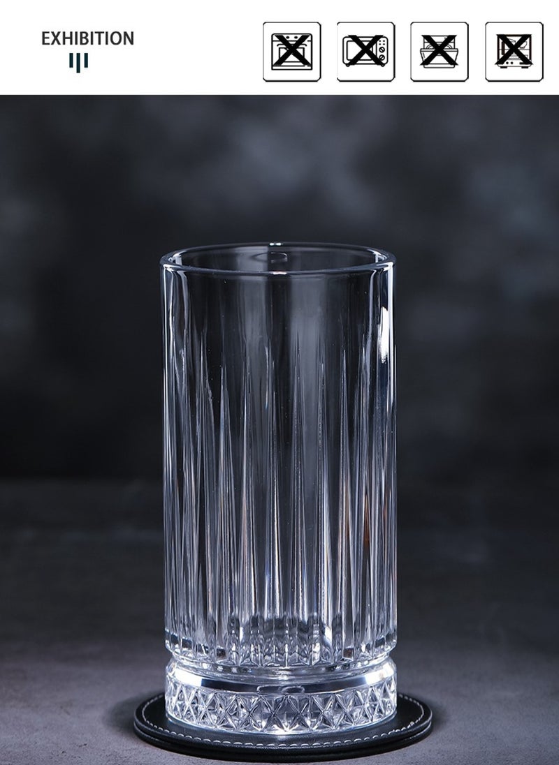 Glass Set, Set Of Six, Striped Carved Transparent Cup, Can Be Used For Drinking Water, Coffee, Tea, Juice, Milk, 460 Ml - Image 3