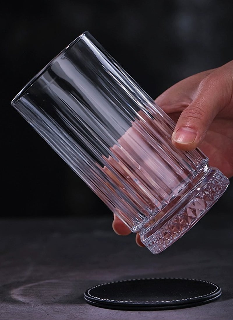 Glass Set, Set Of Six, Striped Carved Transparent Cup, Can Be Used For Drinking Water, Coffee, Tea, Juice, Milk, 460 Ml - Image 4