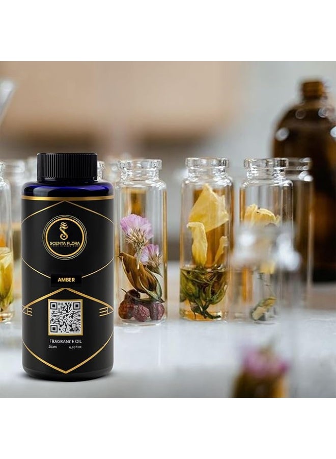 سينتا فلورا زيت عطري برائحة العنبر لأجهزة نشر الروائح العطرية، 200 مل | معتمد من IFRA | مزيج من البرغموت والياسمين والمسك | مثالي للمنزل والمكتب والمساحات التجارية | مريح ومنعش - Image 2
