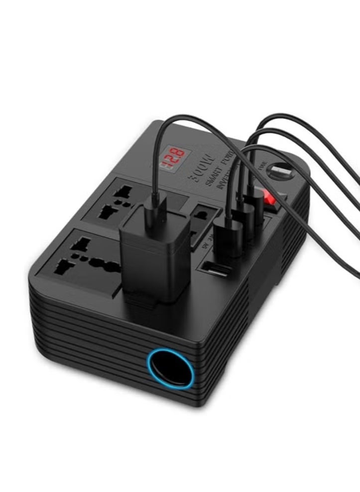 BYGD Spark 3 Power Inverter Quick Charge Outlets 2 USB-A 2 / 2 USB-A 3 / 3 USB-C (PD) / 300W Max Power / Short Circuit Protection / Safe and Reliable / Overheat Protection / Multiple Function / Low Voltage Protection / High Voltage Protection / Surge Protection - Black - Image 2