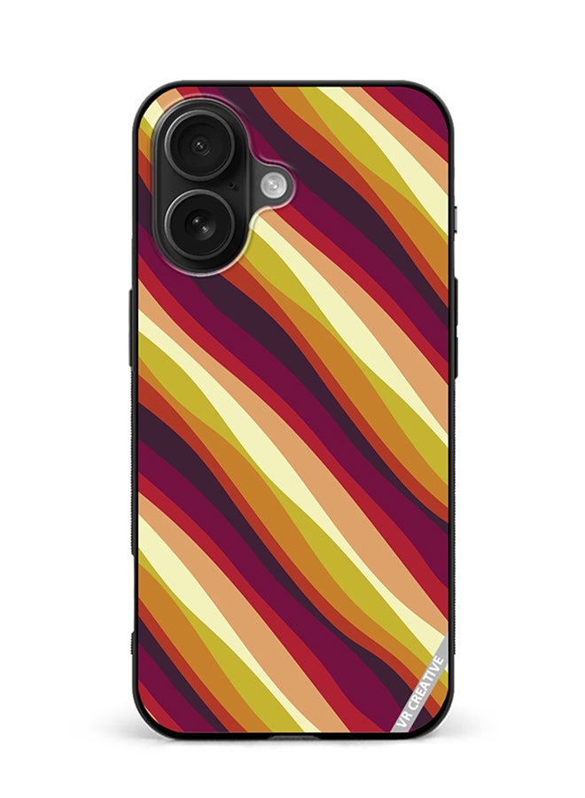 VR CREATIVE Protective Case Cover For Apple iPhone 16 Colorful With Curved Lines Pattern2 Design Multicolour