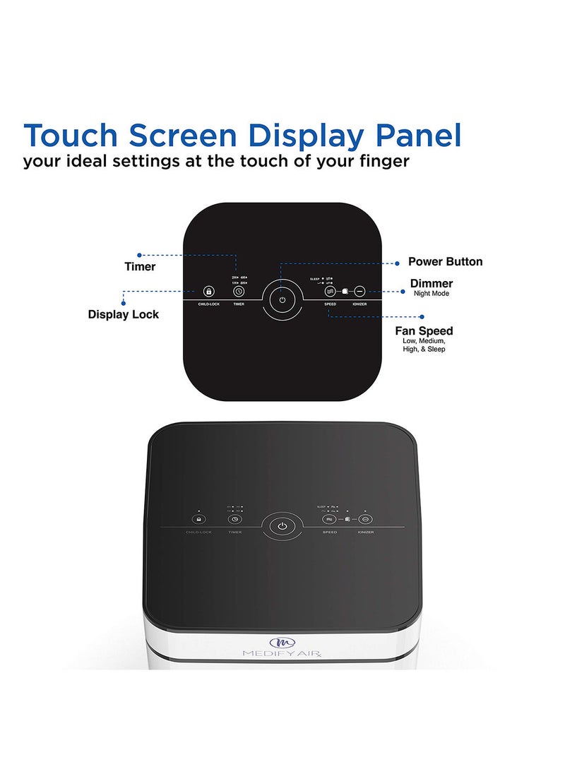 Medify Air - جهاز تنقية الهواء ميديفاي MA 40 أسود مع فلتر H13 True HEPA بتغطية 840 قدم مربع - Image 1