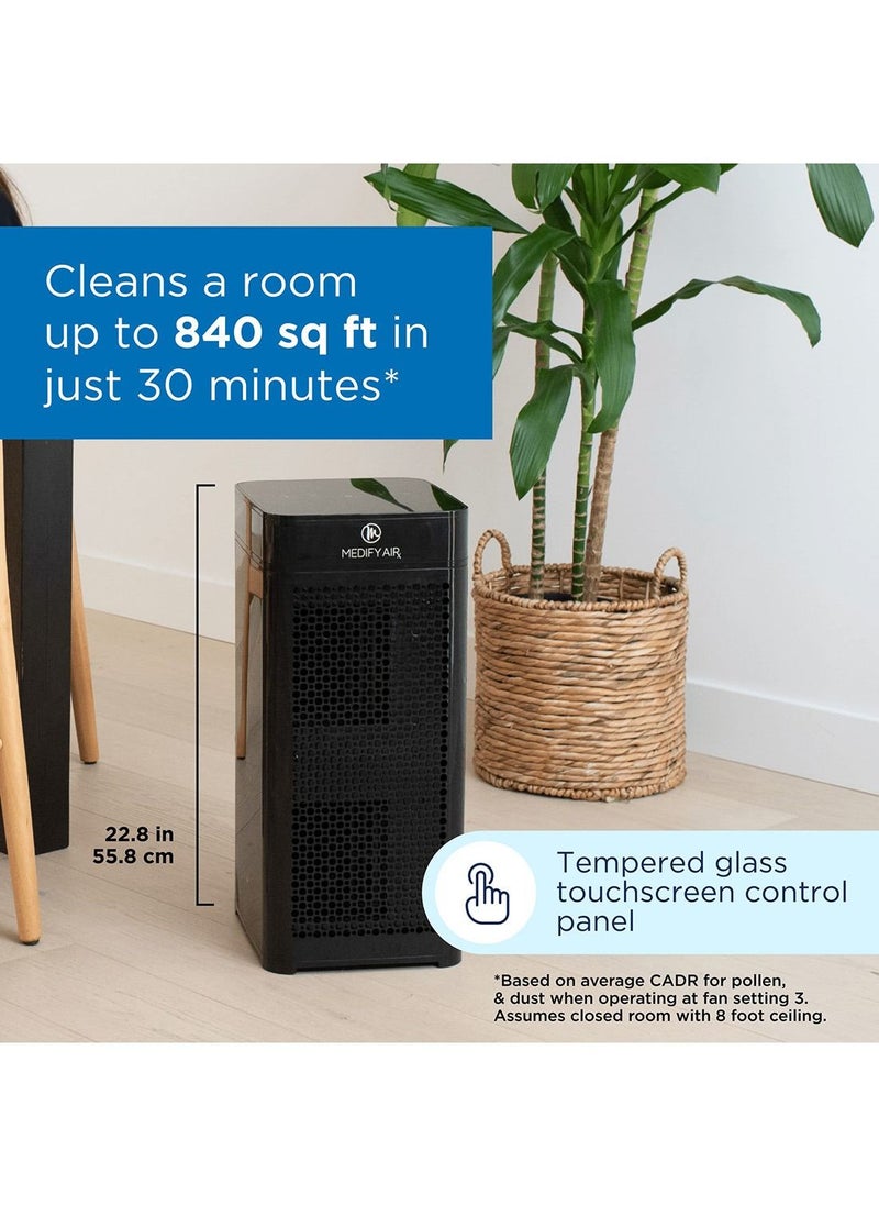 Medify Air - جهاز تنقية الهواء ميديفاي MA 40 أسود مع فلتر H13 True HEPA بتغطية 840 قدم مربع - Image 1