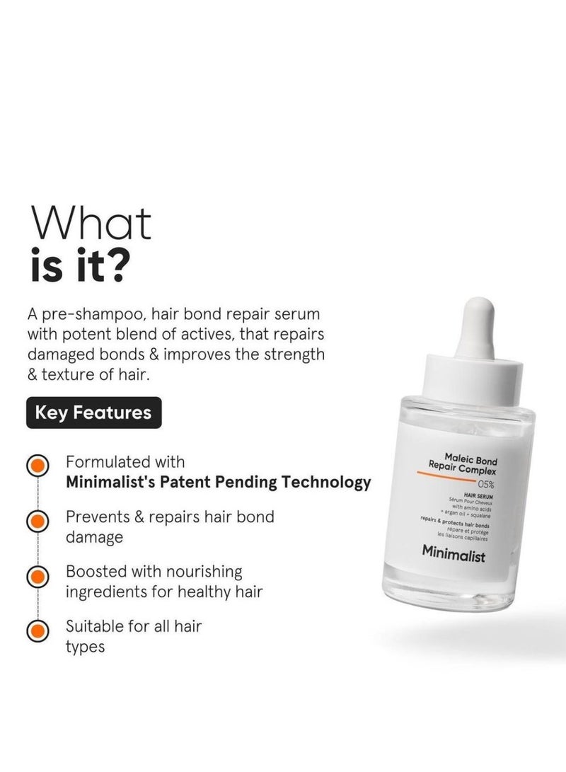 MINIMALIST Hair Serum for Repairing Damaged Hair with Maleic Bond Repair Complex 05% - Image 2