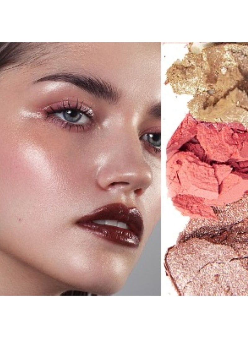 Huitich 3-in-1 Shimmer Bronzer and Pressed Powder Palette Pink - Image 3