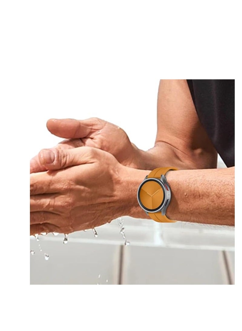 ووتش سوار سيليكون بمشبك مغناطيسي قابل للطي لساعة سامسونج جالاكسي 6/5/4 44/40 ملم، ووتش 5 برو 45 ملم، 6 كلاسيك 47/43 ملم، اساور سيليكون سريعة الفك للنساء والرجال (اصفر )، - Image 3