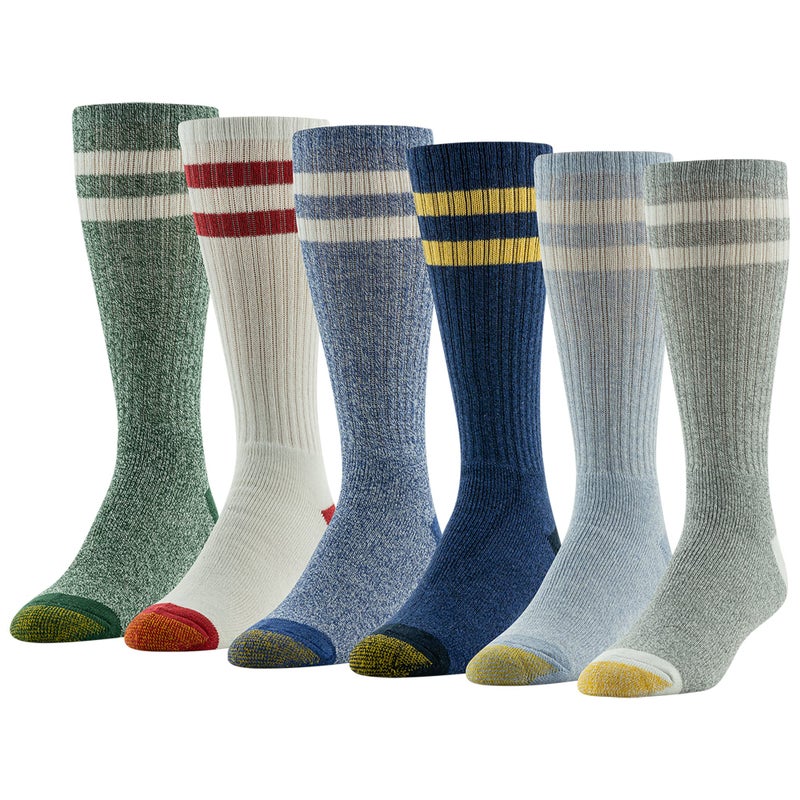 GOLDTOE Men's Harrington Crew Socks, Multipairs, Retro Stripe (6-Pairs), Large - Image 1