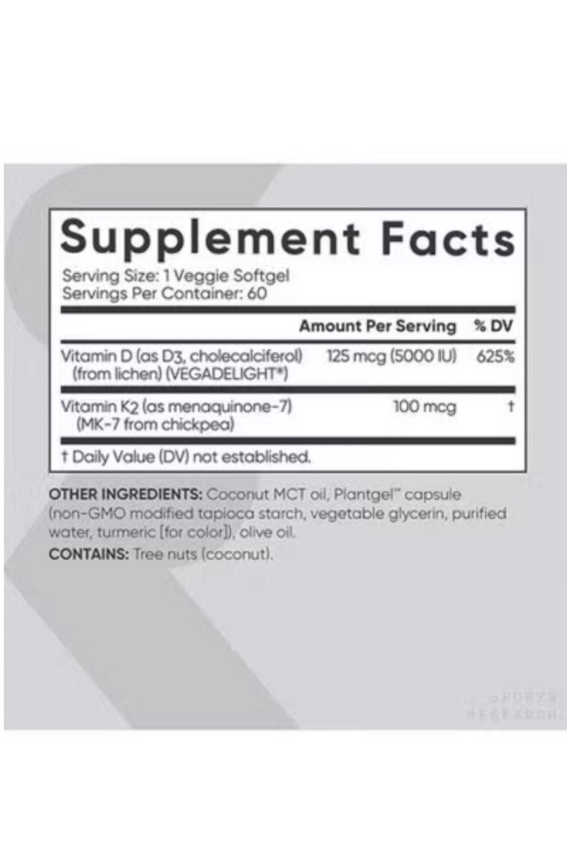 Sports Research K2 D3 Vitamin Complex 60 Veggie Softgels for Bone Immune Health Support - Image 3