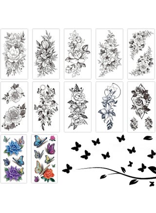 Tattoo Stickers for Women, Fake Flower Tattoo Stickers for Adults, Floral Butterfly Pattern, SemiPermanent Half Sleeve Tattoos for Multiple Body Parts (12 Sheets) - pzsku/Z47532B1DAE23904917ACZ/45/_/1683870072/6074ff89-9cb5-4b3b-9576-0b2660fa3bf6