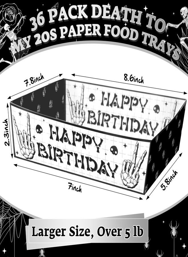 Uiifan 36 Pcs Death to My 20s Decorations Tableware Set 5 lb Rip to My 20s Disposable Tableware Paper Food Trays Plates Paper Boat for Snack Popcorn 30th Birthday Party, 4 Styles(Black and White) - Image 3
