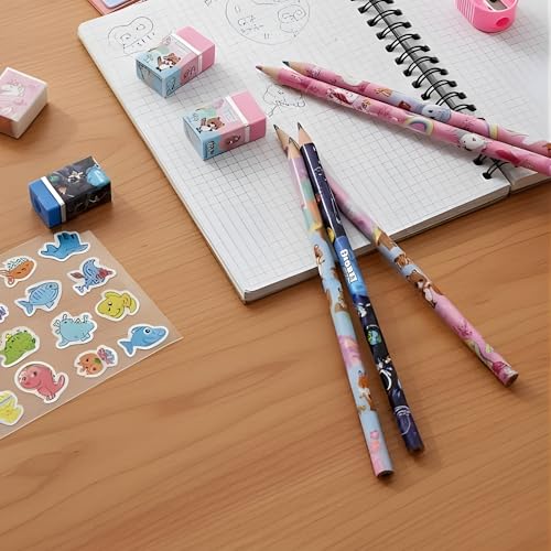 Crackles Pencil Sets Stationery for Kids | Birthday Return Gifts for Boys & Girls | Multi Designs & Colors | Cartoon Printed Pencils for School & Party Favors -Pack of 6 - Image 4