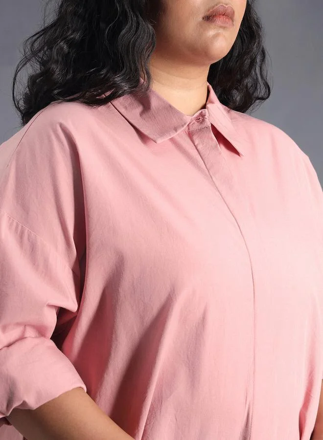 HIGH STAR HIGH STAR Plus Size Classic Spread Collar Oversized Casual Shirt