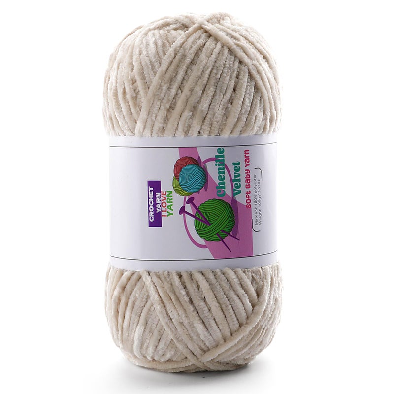 DAERBOF Plush Chunky Chenille Yarn Fluffy Velvet Yarn for Crocheting Soft Thick Bulky Yarn for Knitting and Making Clothes Hats Scarves Blankets Cushions 35oz 1968yds Each Beige - Image 3