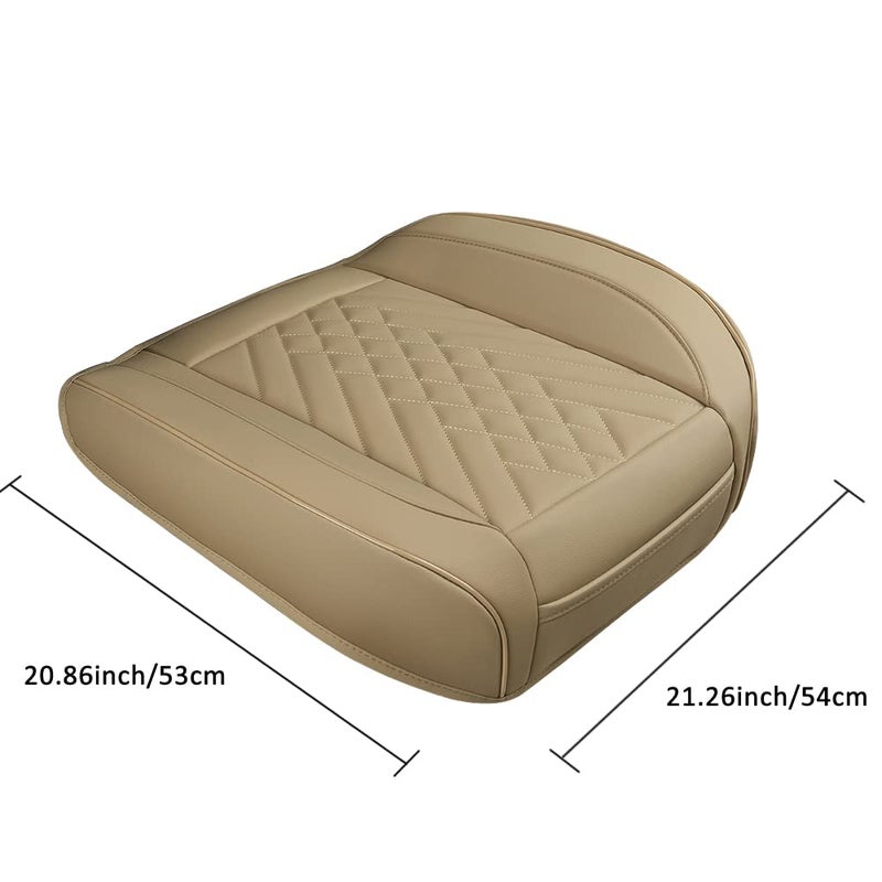 GIANT PANDA 2pcs Front Car Seat Covers Bottom Seat Covers, PU Leather Driver Car Seat Protectors Fits 95% of Vehicles, Wrapping Around The Bottom (Beige) - Image 5