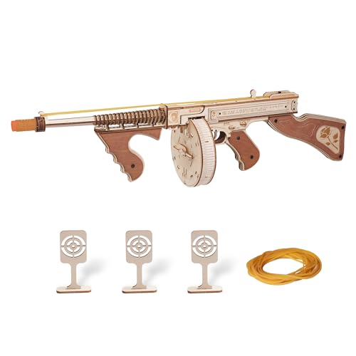 Rowood 3D Puzzles for Adults Military Toys Lovers Rubber Band Tommy Gun Toy Wooden Model Kit 3D Wooden Puzzles Gift Craft for Men DIY Wooden Building Kits PlaysetUnique Gifts for Adults Collectors - Image 1