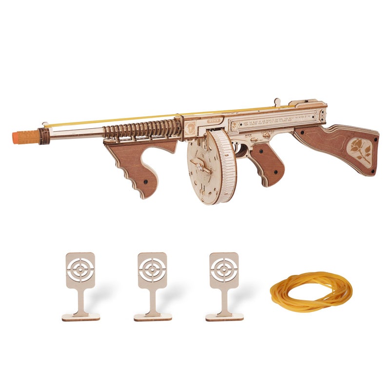 Rowood 3D Puzzles for Adults Military Toys Lovers Rubber Band Tommy Gun Toy Wooden Model Kit 3D Wooden Puzzles Gift Craft for Men DIY Wooden Building Kits PlaysetUnique Gifts for Adults Collectors - Image 4