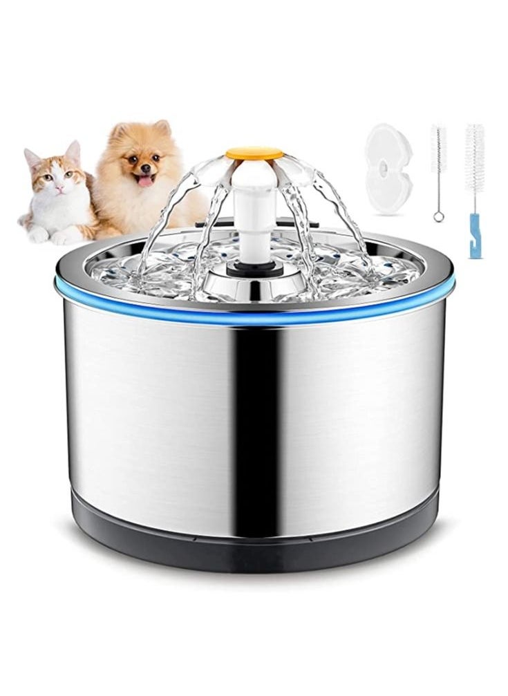 Arabest - Cat Water Fountain Stainless Steel, 80oz/2.5L Pet Fountain for Cats, Ultra Quiet Cat Water Fountain, Dog Water Fountain Bowl - Image 1