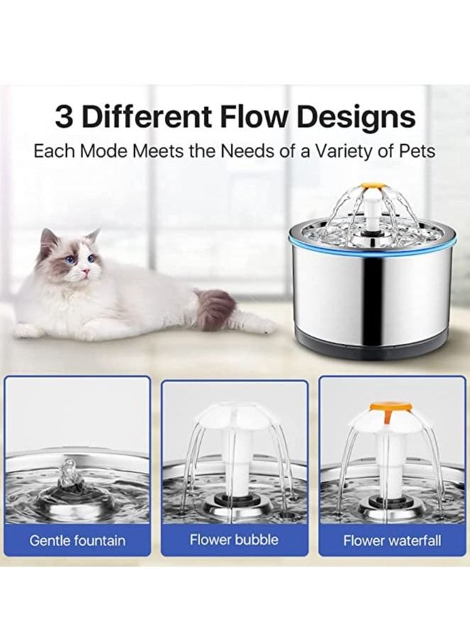 Arabest - Cat Water Fountain Stainless Steel, 80oz/2.5L Pet Fountain for Cats, Ultra Quiet Cat Water Fountain, Dog Water Fountain Bowl - Image 1