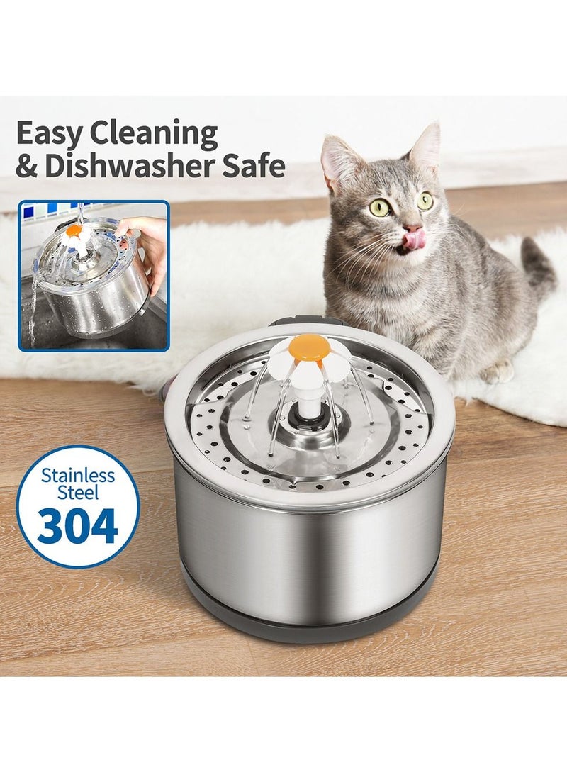 Arabest - Cat Water Fountain Stainless Steel, 80oz/2.5L Pet Fountain for Cats, Ultra Quiet Cat Water Fountain, Dog Water Fountain Bowl - Image 1