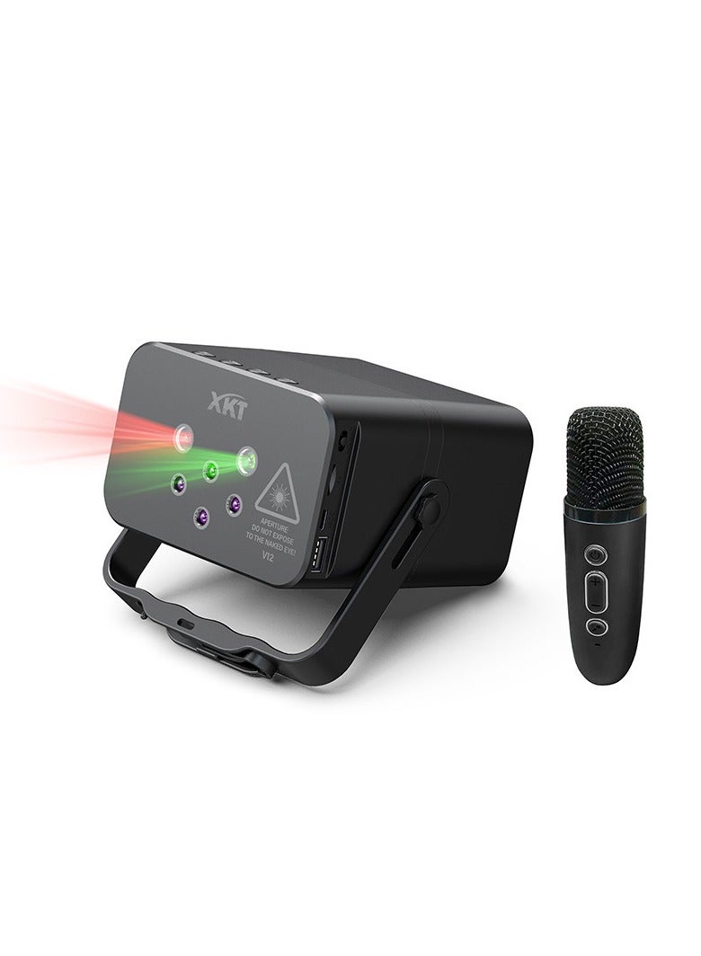 Generic New Mini Stage Light Speaker V12: Bluetooth Karaoke Stage Laser Light, Portable and Powerful Sound Quality, Perfect for Creating an Entertaining Atmosphere!  - Image 1