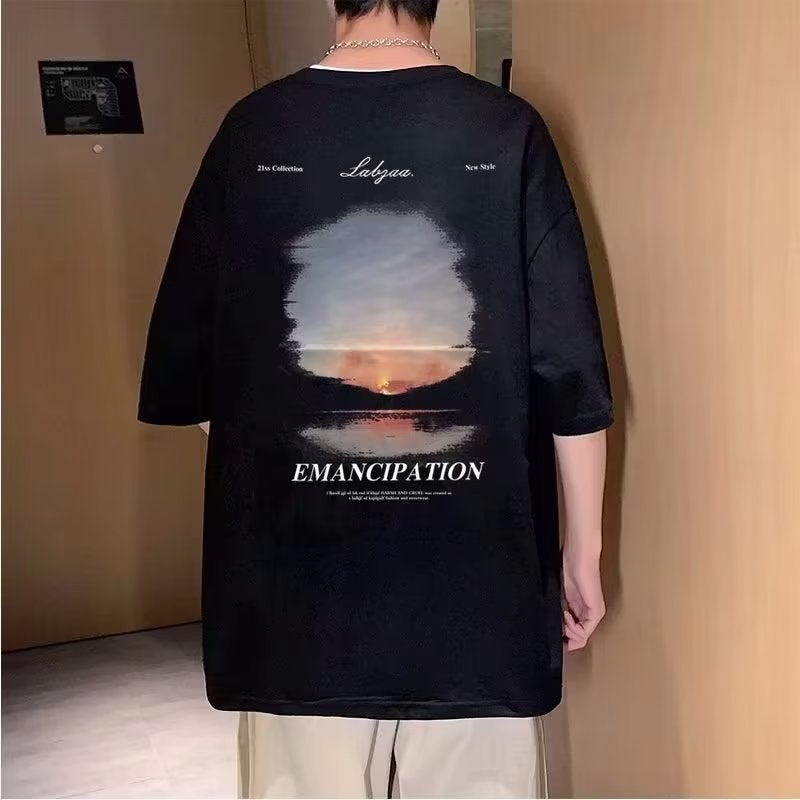 Short-sleeved T-shirt Men's Trendy Brand Trendy Ins All-match Couple's Top Clothes Summer National Trendy Loose Design Sense Half-sleeved T-shirt - Image 1
