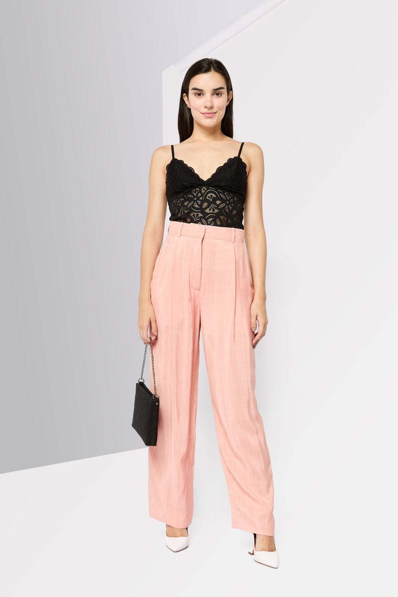 Sandro Women Regular Fit Stripe Straight Leg Pants, Peach  - Image 3