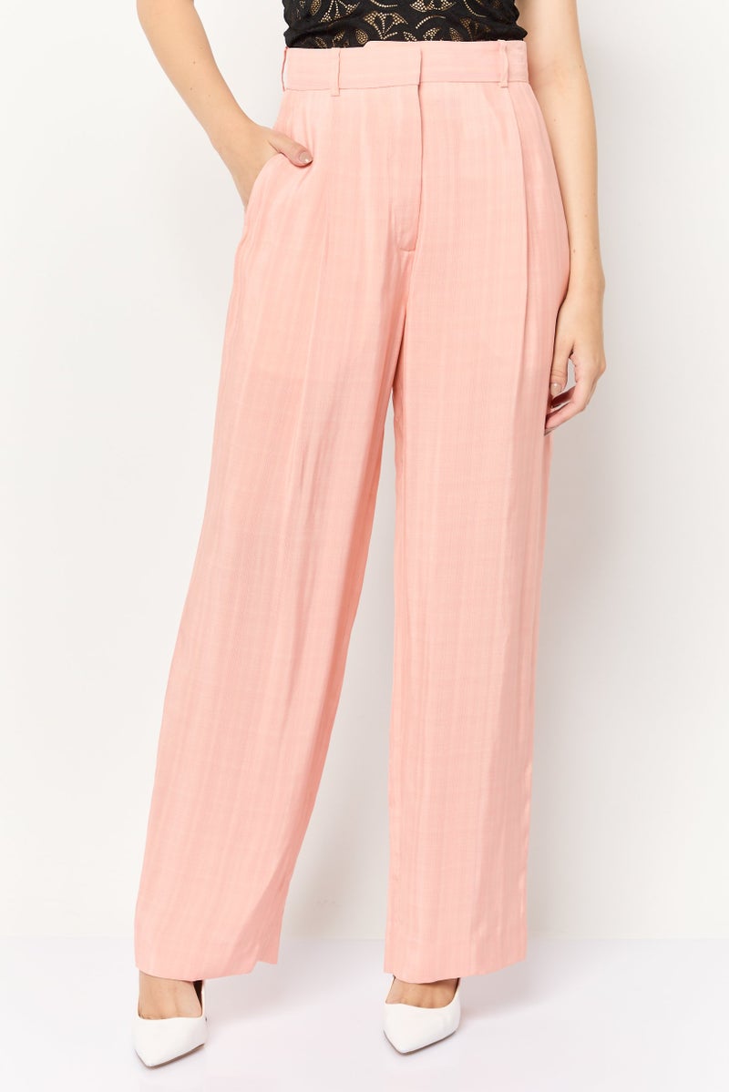 Sandro Women Regular Fit Stripe Straight Leg Pants, Peach  - Image 1