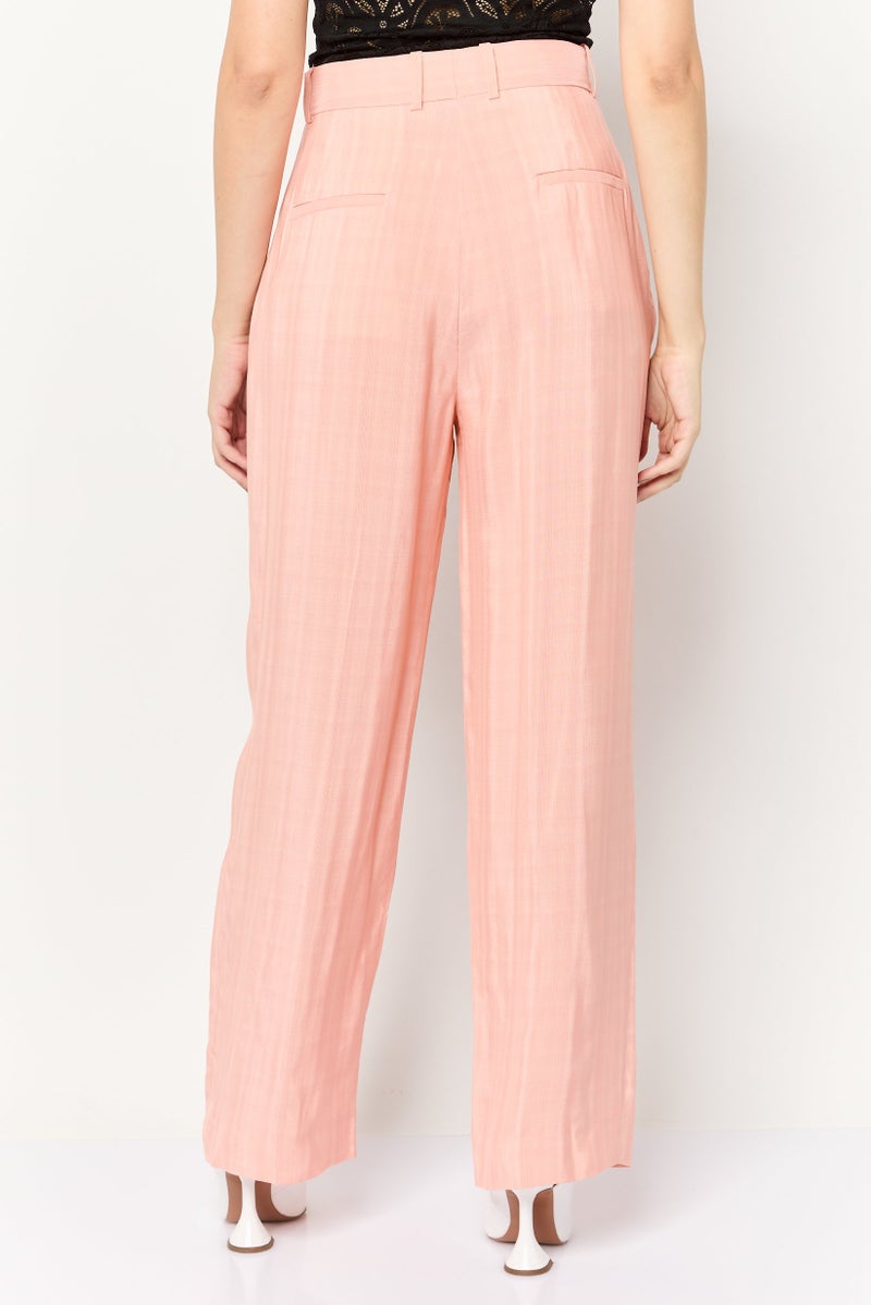 Sandro Women Regular Fit Stripe Straight Leg Pants, Peach - Image 2