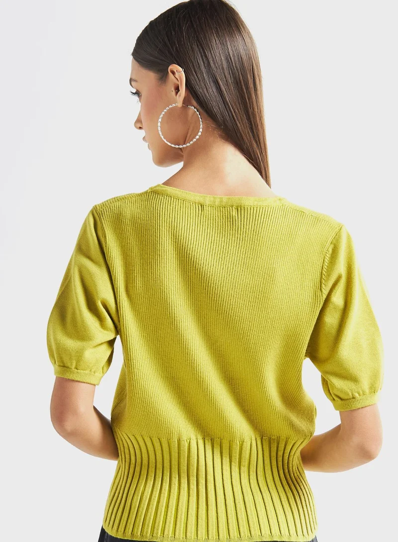 FAV Crew Neck Ribbed Top