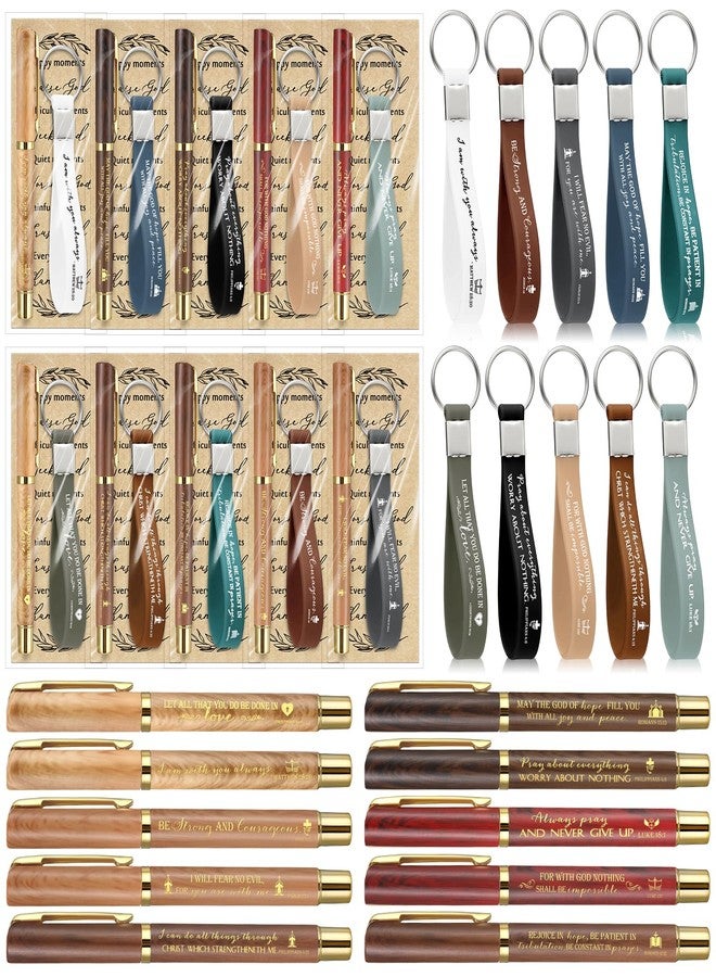 Feifeiya 40 Pcs/10 Sets Bulk Christian Easter Gifts for Church Bible Verse Pen Religious Keychains Prayer Bookmarks Appreciation Gift for Employee Coworkers Women Men - Image 1