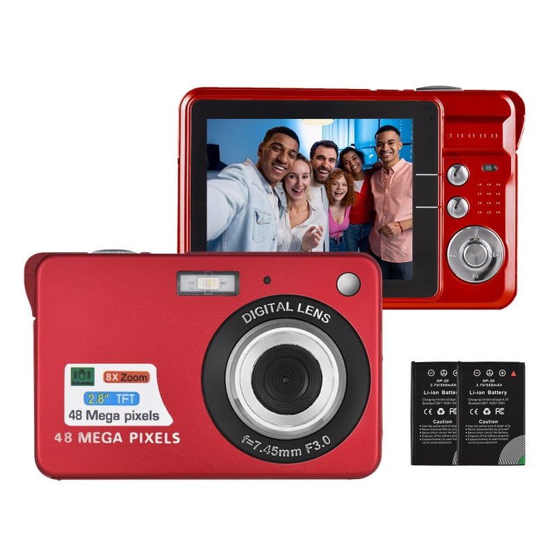 4K Digital Camera Video Camera Camcorder 48MP 2.8 Inch TFT Screen Auto Focus 16X Digital Zoom Anti-shake Face Detect Smile Capture Built-in Flash with 2pcs Batteries Festival Christmas Gift for Kids - Image 1