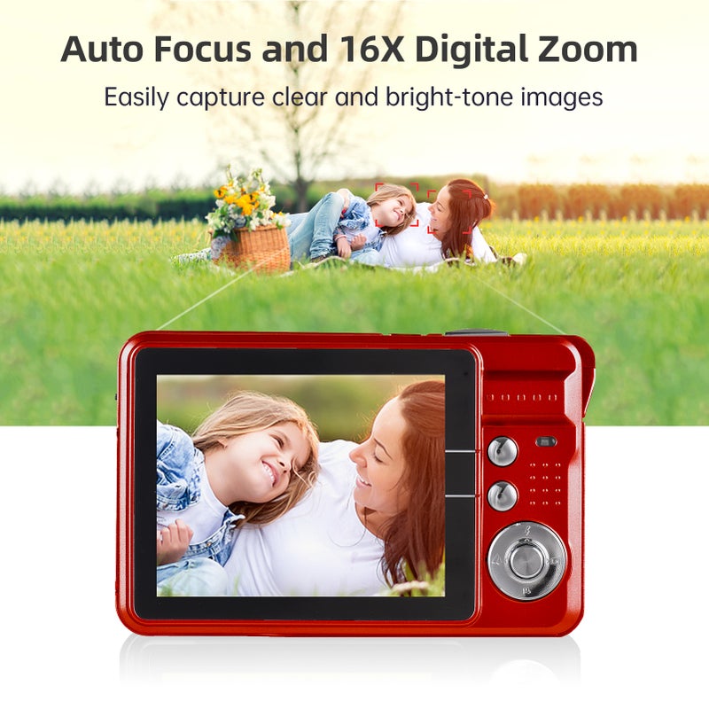 4K Digital Camera Video Camera Camcorder 48MP 2.8 Inch TFT Screen Auto Focus 16X Digital Zoom Anti-shake Face Detect Smile Capture Built-in Flash with 2pcs Batteries Festival Christmas Gift for Kids - Image 2